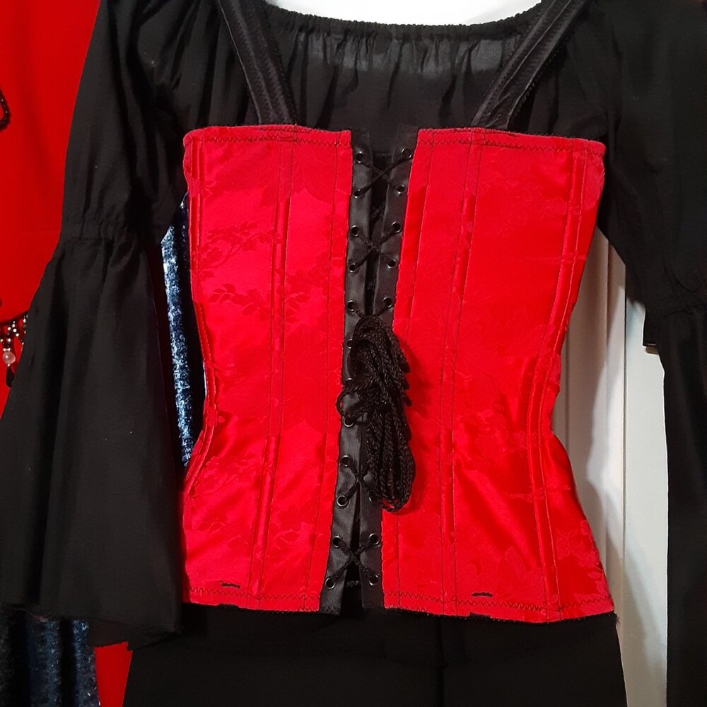 LARGE Empire Intimates Strapped Corset Bustier Red Brocade - Picture 4 of 16